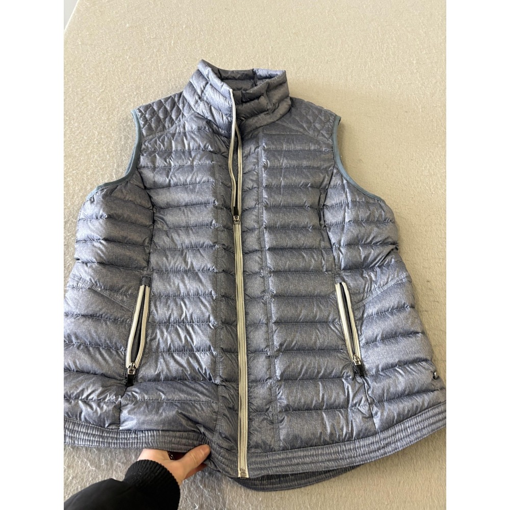 Tommy Hilfiger Sport Vest Womens XL Gray Quilted Down Puffer Full Zip Warm